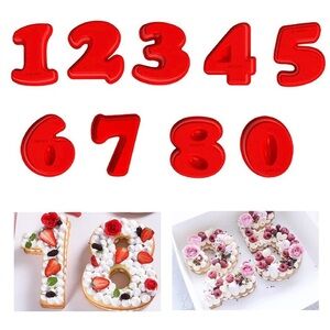Sold Silicone Red Number Cake 3D Molds #0-9